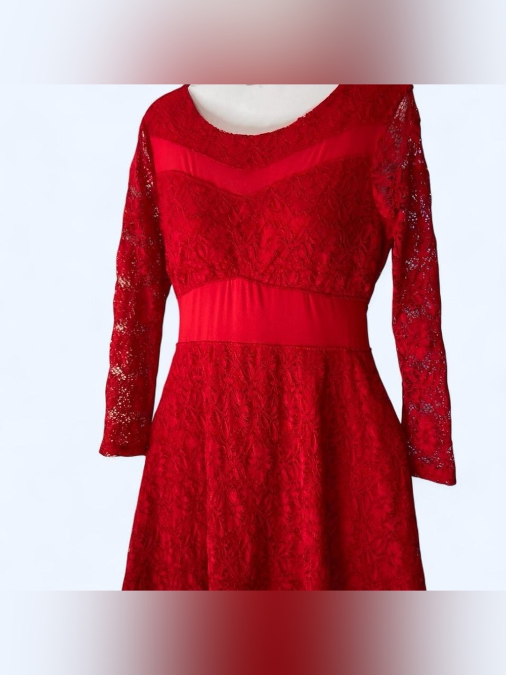 Material Girl Red lace dress with zipper back S